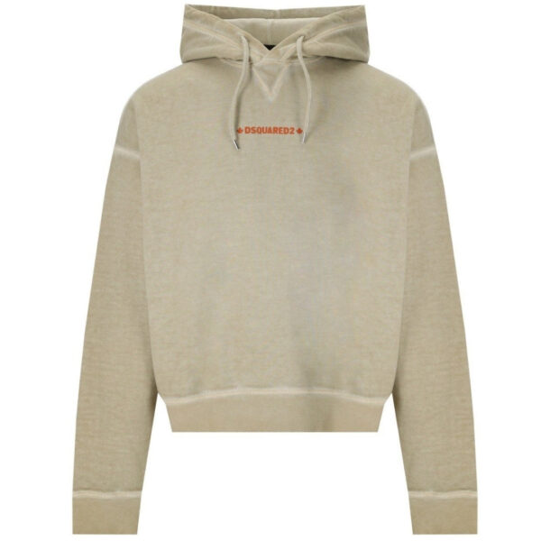 Dsquared2 Mens Cipro Fit Small Logo Mastic Beige Hoodie Cotton - Size 2XL
