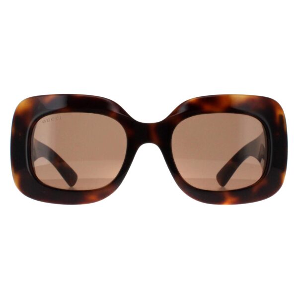 Gucci Square Womens Havana with Silver Brown GG1695S - One Size