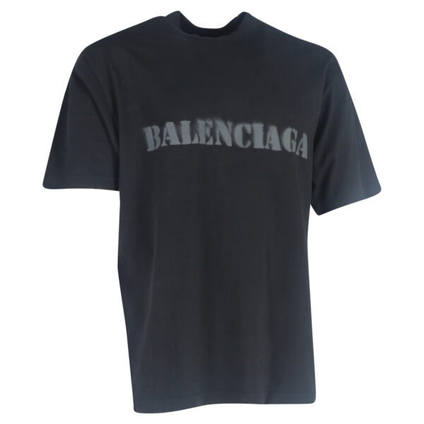 Balenciaga Pre-owned Mens Logo Print Stencil Type T-Shirt in Black Cotton - Size X-Small