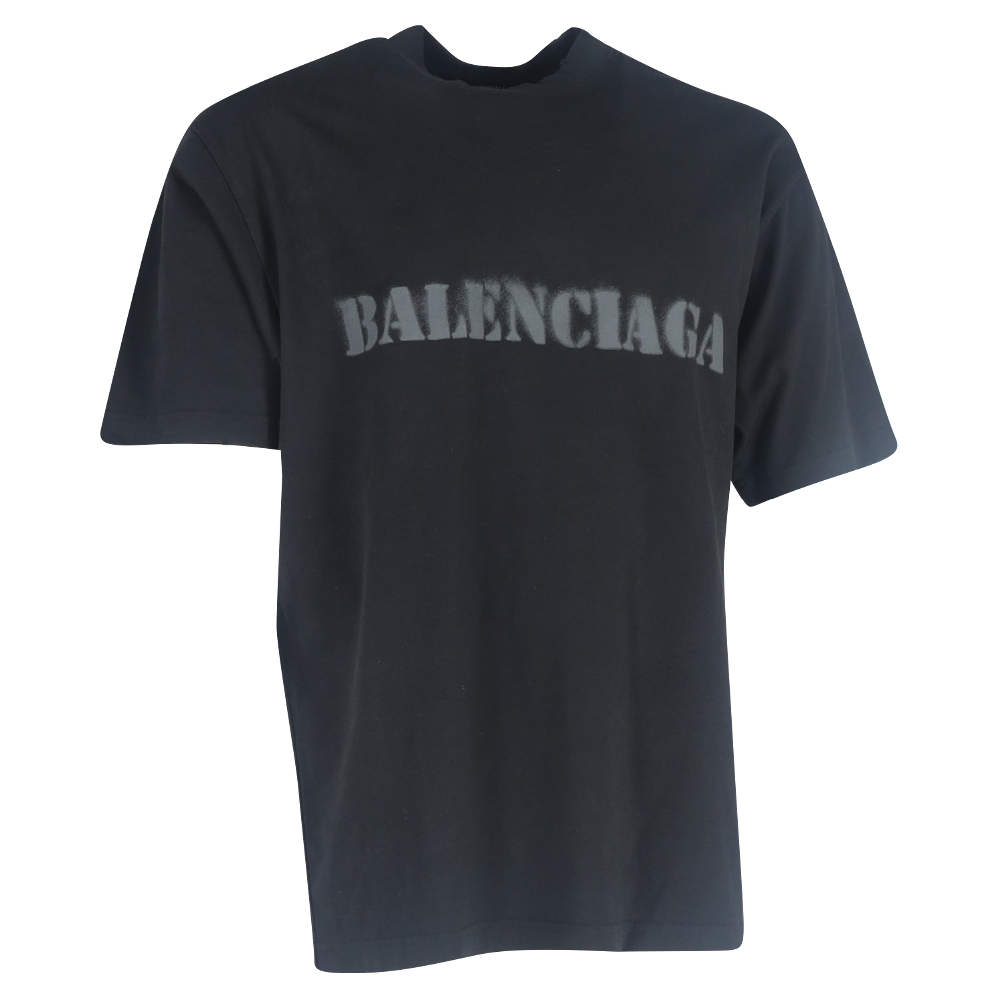 Balenciaga Pre-owned Mens Logo Print Stencil Type T-Shirt in Black Cotton - Size X-Small