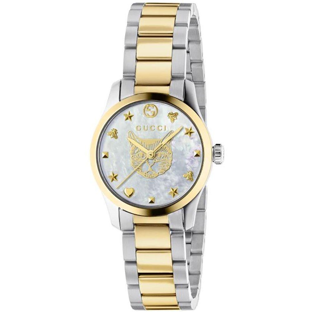 Gucci Womens YA1265012 G-Timeless 27mm Ladies Watch - Silver & Gold Stainless Steel - One Size