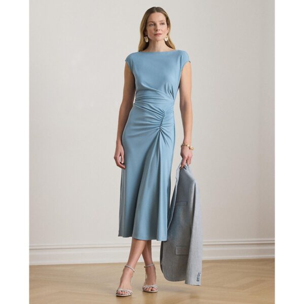 Short Sleeve Draped Midi Dress