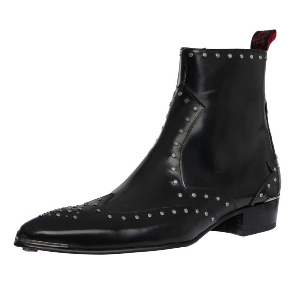Studded Zip Chelsea Leather Boots