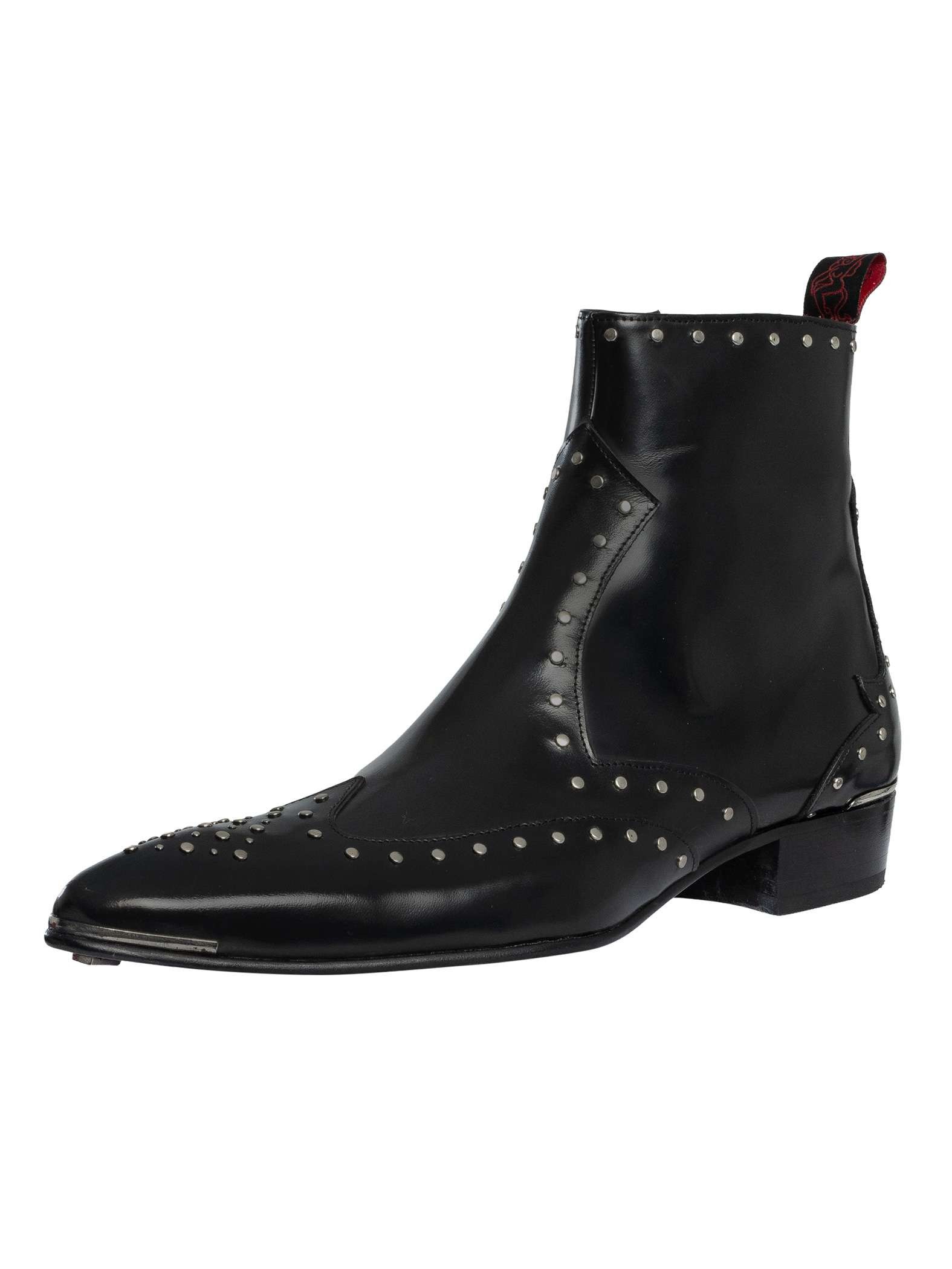Studded Zip Chelsea Leather Boots