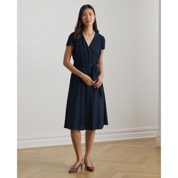 Short Sleeve Wrapover Midi Dress