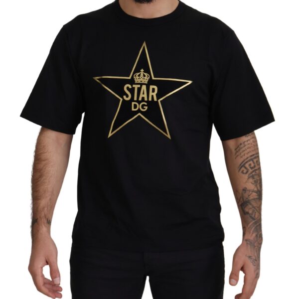 Dolce & Gabbana Black Gold STAR Crown DG Cotton Crewneck Mens T-shirt - Size X-Small