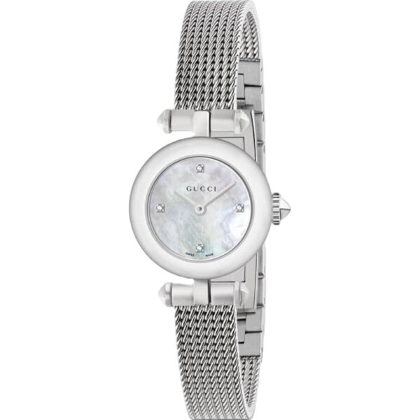Gucci Womens YA141512 Mother Of Pearl Diamond Dot Dial Ladies Watch - Silver Stainless Steel - One Size