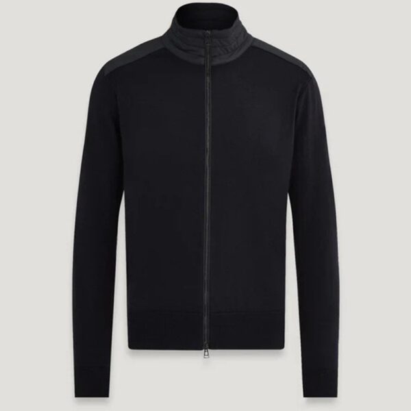 Belstaff Kelby Mens Merino Wool Zip Cardigan - Black - Size X-Large
