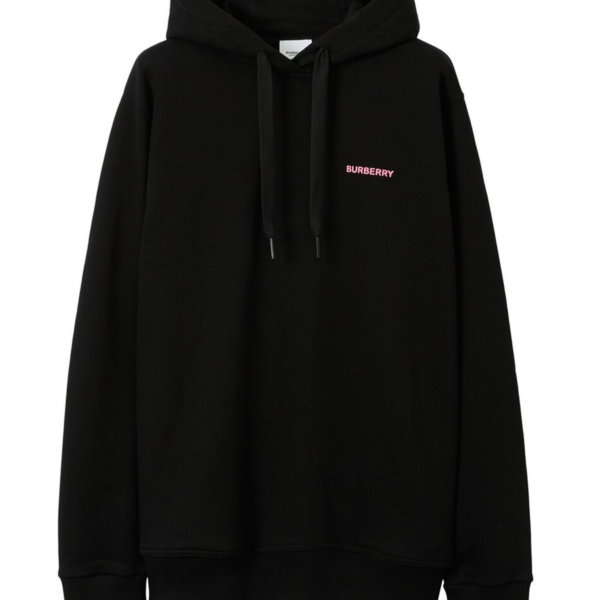 Burberry Mens Pink Oak Leaf Crest Logo Hoodie in Black - Size Small