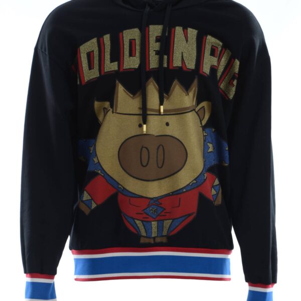 Dolce & Gabbana Mens Men Goldenpig Sweatshirt - Black Cotton - Size X-Small