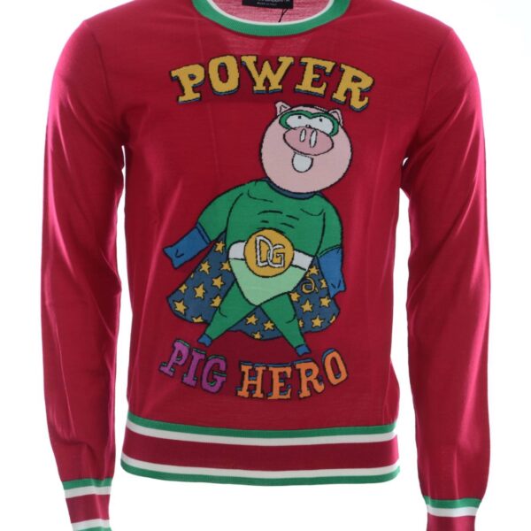 Dolce & Gabbana Mens Crewneck Pullover - Red Virgin Wool - Size Small