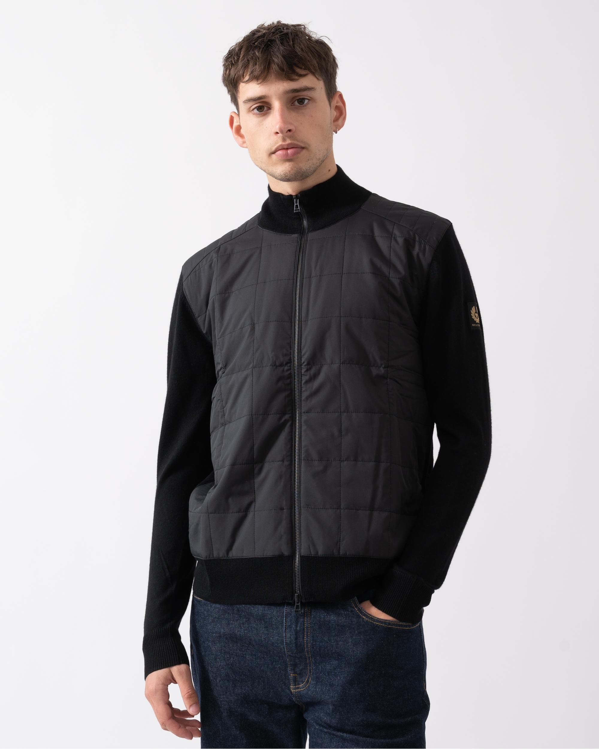 Belstaff Kelbrook Mens Merino Wool Zip Cardigan - Black - Size X-Large