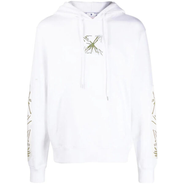 Off-White Mens Splash Arrow Skate Fit White Hoodie - Size Medium