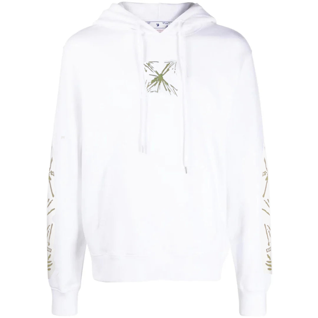 Off-White Mens Splash Arrow Skate Fit White Hoodie - Size Medium