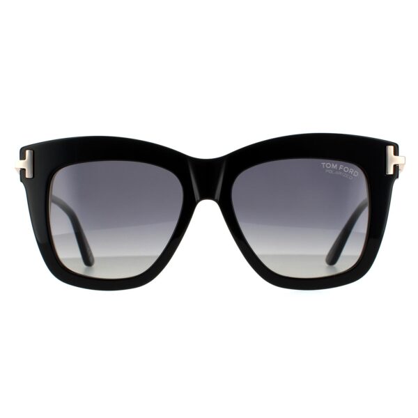 Tom Ford Square Womens Shiny Black Smoke Gradient Polarized - One Size