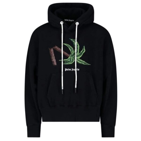 Palm Angels Mens Broken Tree Black Hoodie Cotton - Size 2XL