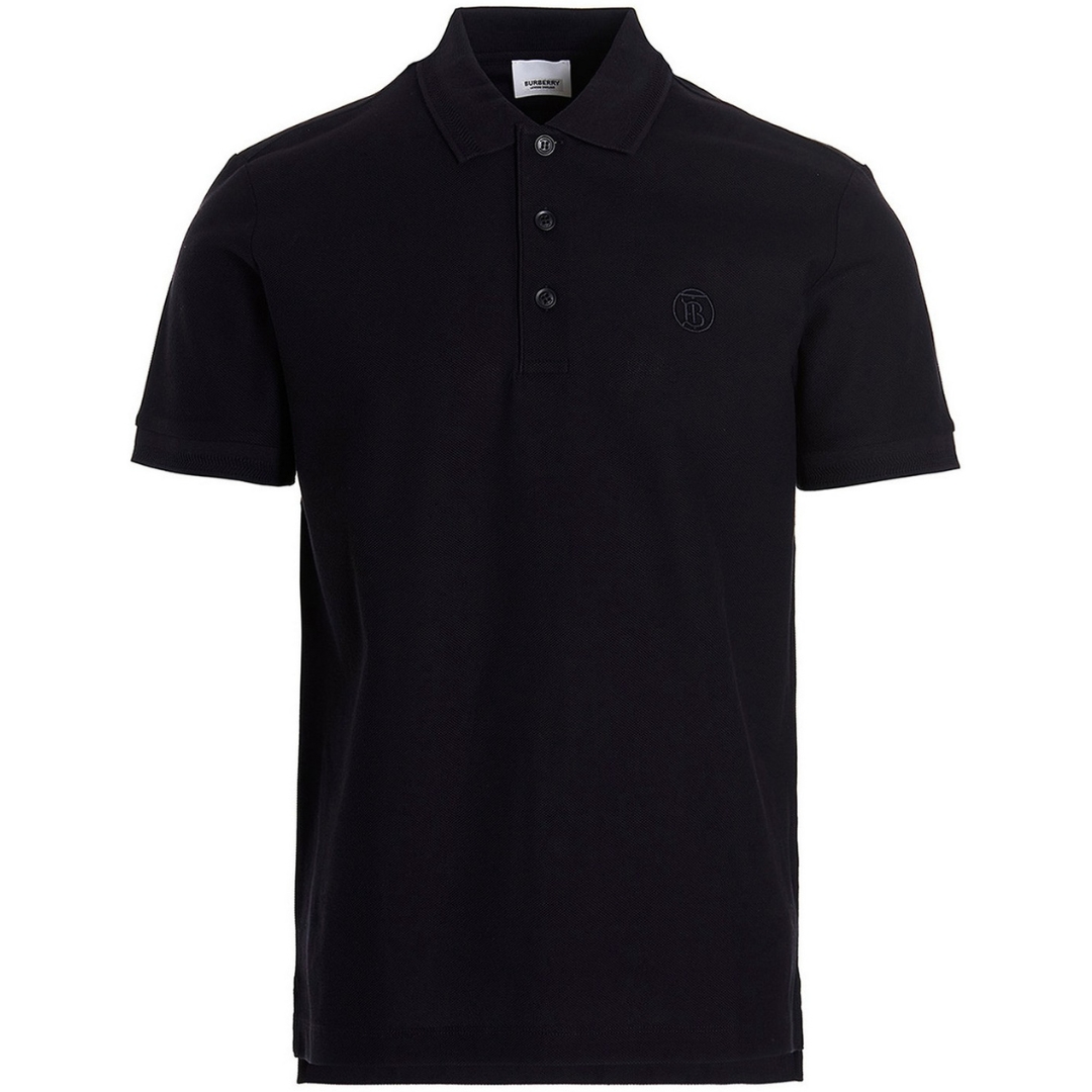 Burberry Mens Branded Circle Logo Coal Blue Polo Shirt Cotton - Size 2XL