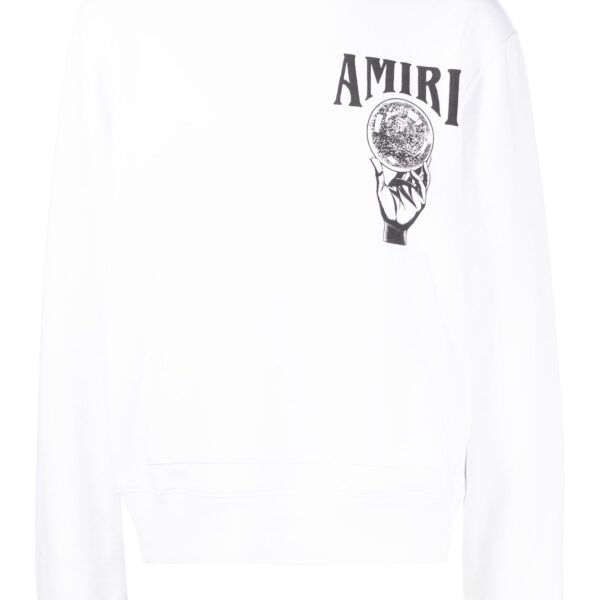 Amiri Mens Crystal Ball Logo Hoodie in White - Size 2XL