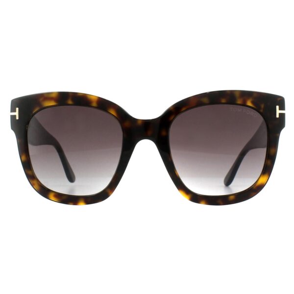Tom Ford Square Womens Dark Havana Bordeaux Gradient Sunglasses - Brown - One Size