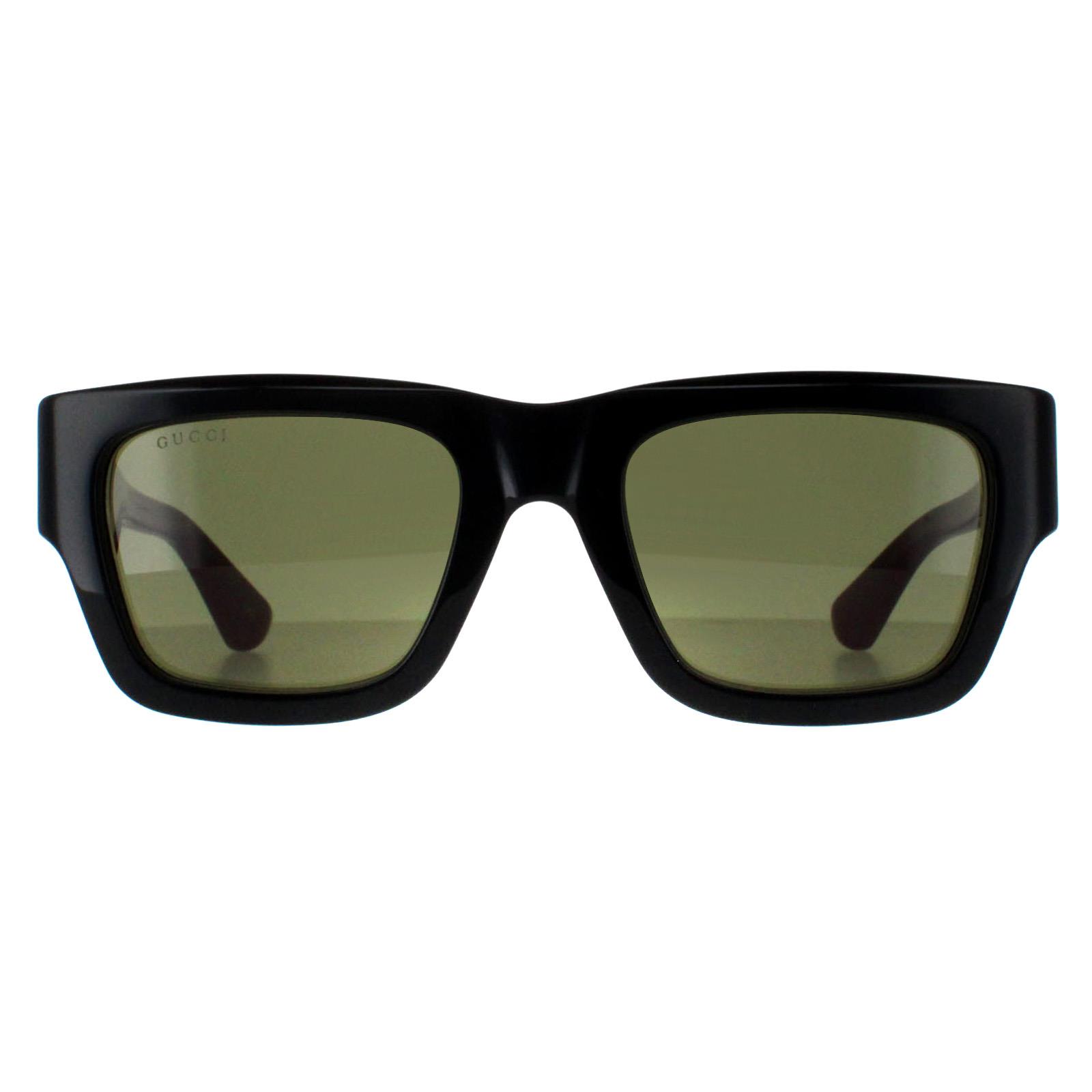 Gucci Square Mens Black with Green and Red GG1668S - One Size