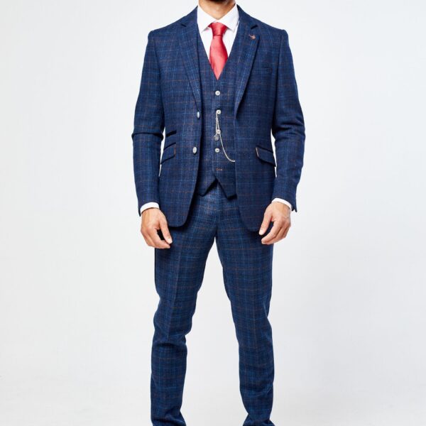Cody Blue Check Three Piece suit