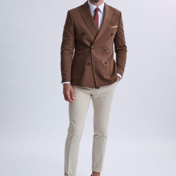 Leandro Fixed Double-Breasted Suit with Stone Trousers