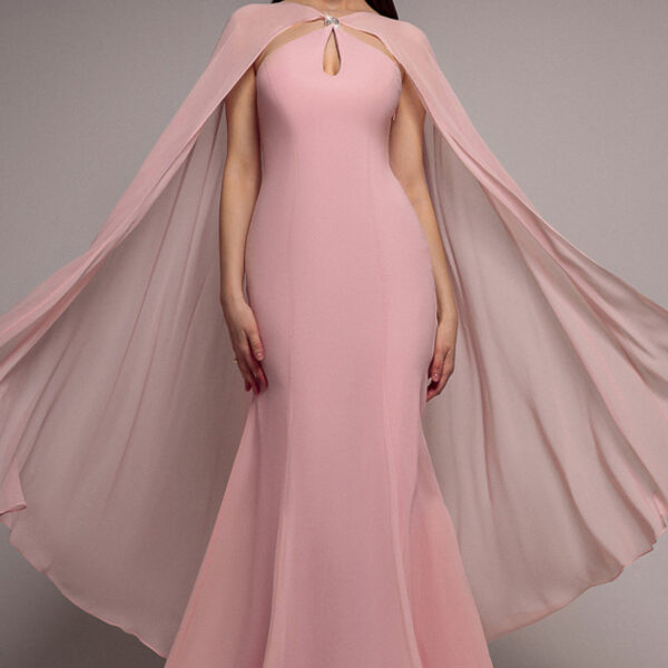 Multiway Cape Chiffon With Embellished Trim Maxi Dress - Blush Pink by Goddiva