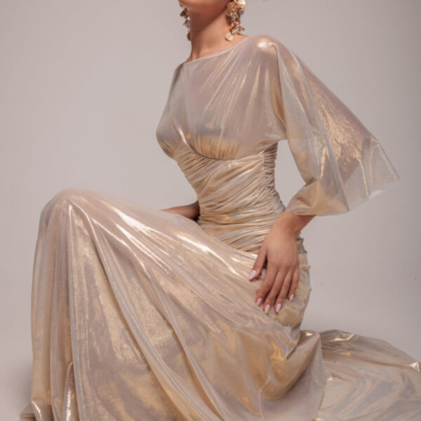 Gravity Defying Naked Maxi Dress - Gold by Goddiva