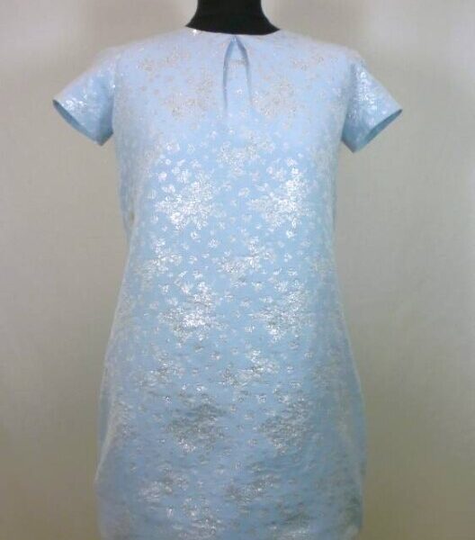 Lavin Embroidered Jacquard Dress Pastel Blue Size: 10