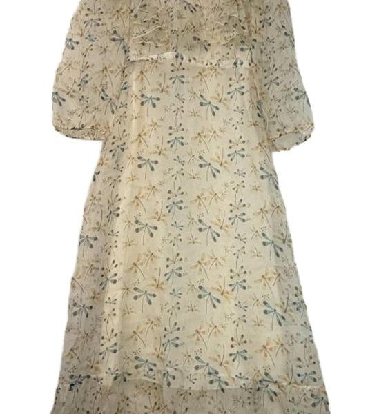 Rochas Dress Yellow And Blue Size: 8