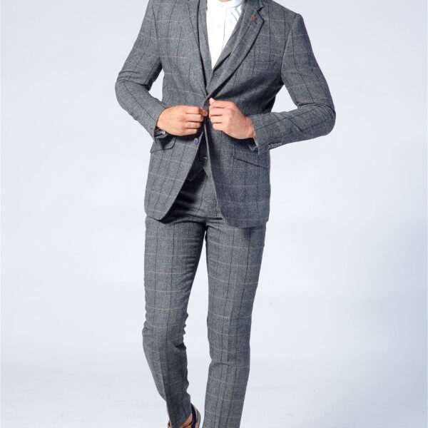 Cavani Albert Grey Tweed Three Piece Suit Short