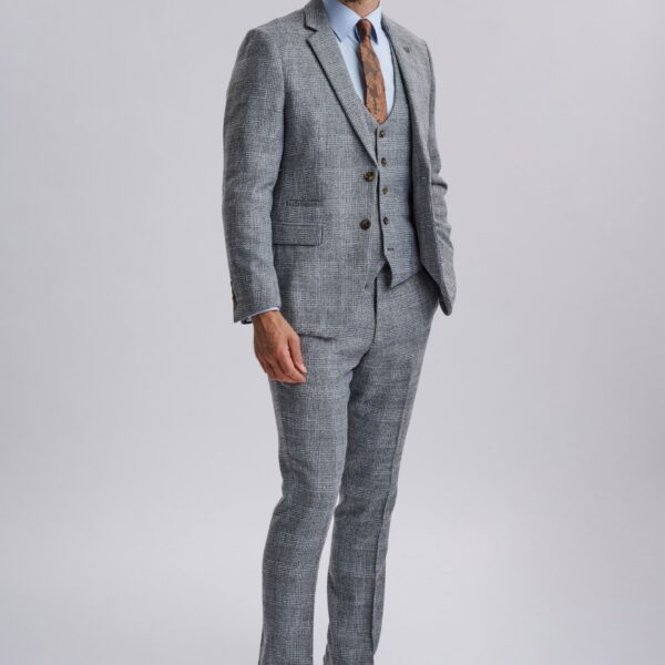 Kris - Silver Grey Tweed Three Piece Suit