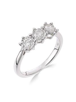 Love Diamond 9Ct White Gold 50 Point Diamond Trilogy Ring