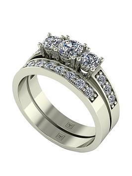 Moissanite Lady Lynsey 9Ct Gold 1Ct Total Moissanite Trilogy Bridal Set