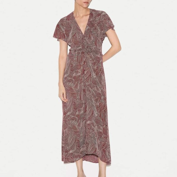 Jigsaw Crepe Printed Midaxi Tea Dress Red Mix