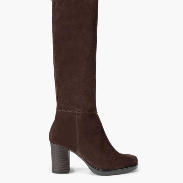 Carvela Suede Block Heel Knee High Boots Brown
