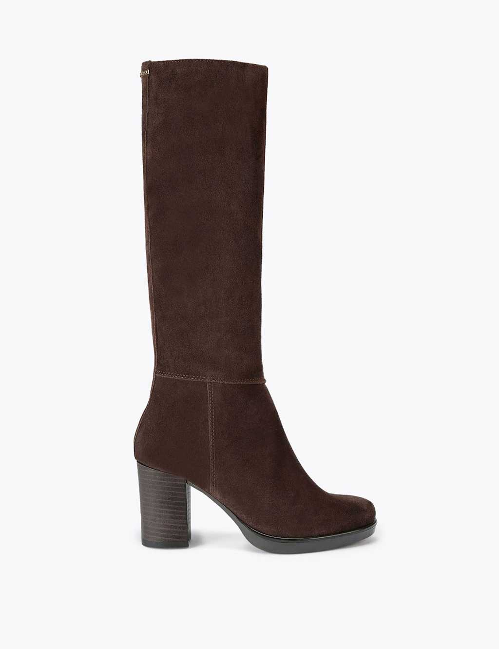 Carvela Suede Block Heel Knee High Boots Brown