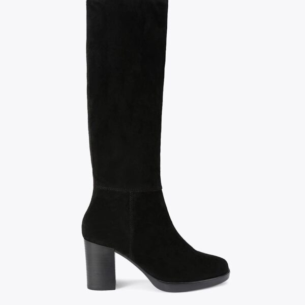 Carvela Suede Block Heel Knee High Boots Black
