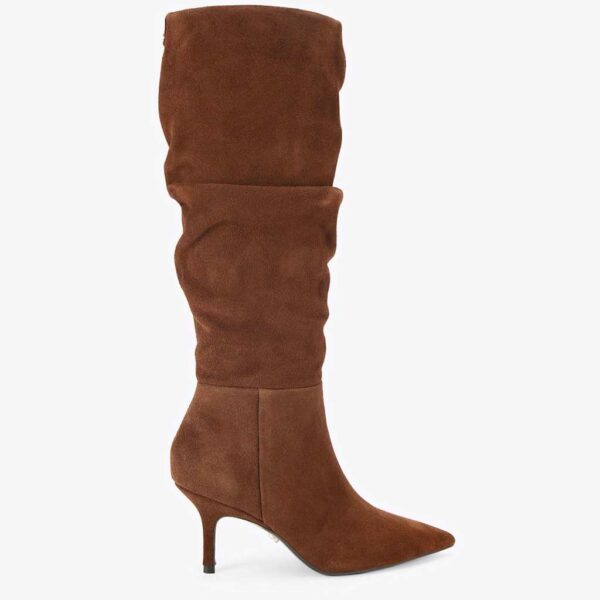 Carvela Suede Stiletto Heel Slouch Knee High Boots Medium Brown