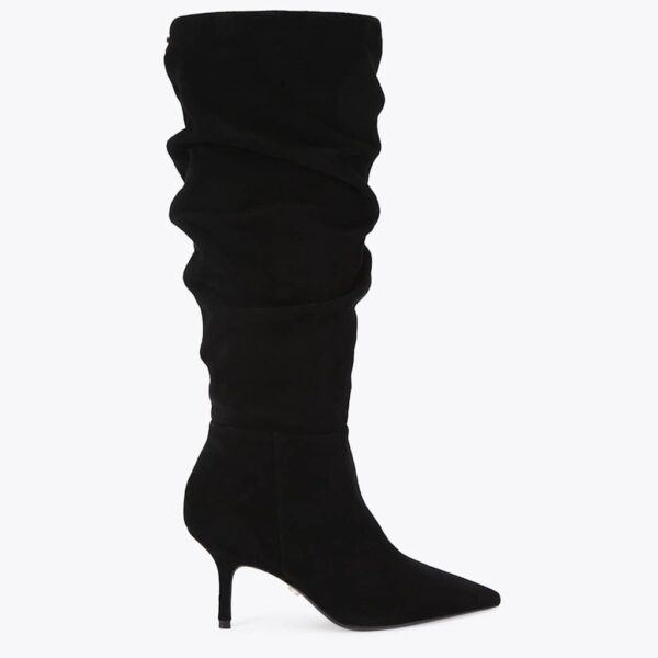 Carvela Suede Stiletto Heel Slouch Knee High Boots Black