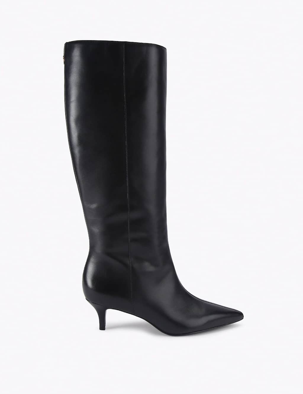 Carvela Leather Kitten Heel Knee High Boots Black