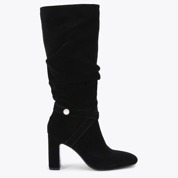 Carvela Suede Block Heel Slouch Knee High Boots Black