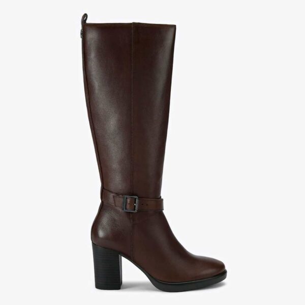Carvela Wide Fit Leather Block Heel Knee High Boots Brown
