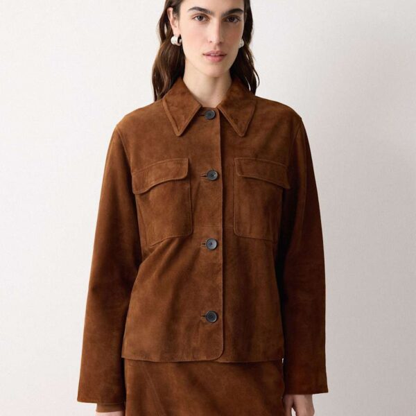 Jigsaw Suede Patch Pocket Utility Jacket Tan