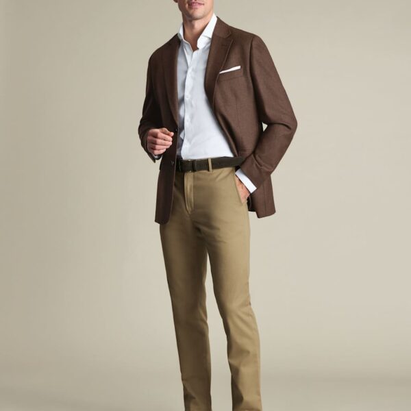 Charles Tyrwhitt Slim Fit Pure Wool Textured Blazer Chocolate