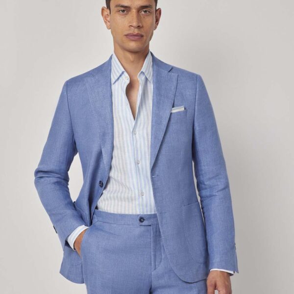 Hawes & Curtis Slim Fit Pure Linen Suit Jacket Denim