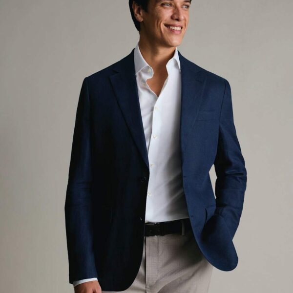 Charles Tyrwhitt Slim Fit Pure Linen Suit Jacket Navy