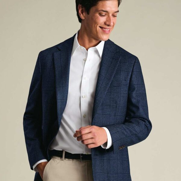 Charles Tyrwhitt Slim Fit Wool Rich Check Suit Jacket Blue Mix
