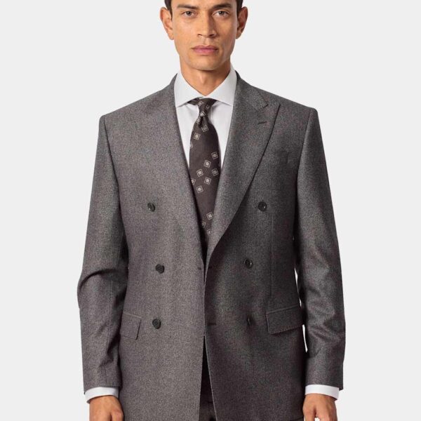 Hawes & Curtis Pure Wool Herringbone Double Breasted Blazer Taupe