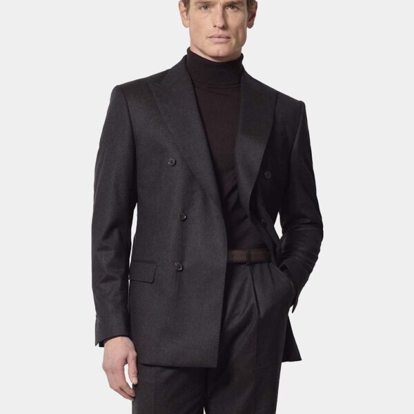 Hawes & Curtis Regular Fit Pure Wool Double Breasted Jacket Brown
